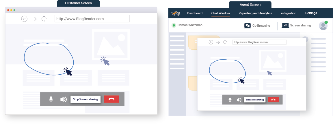Screen Sharing with Live Chat for Websites and Apps